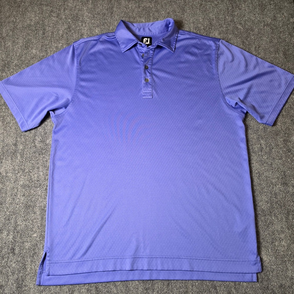 FootJoy Mens Purple ProDry Diamond Jacquard Golf Polo Shirt Large Short Sleeve